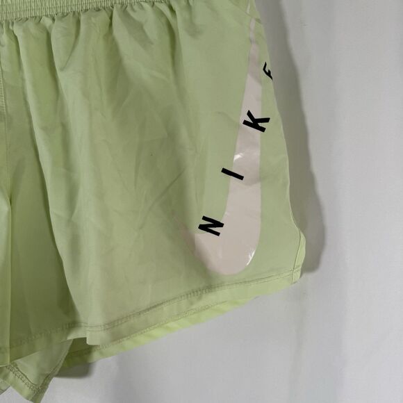 Nike Running Short Women's XL Neon Green Yellow Lined Pull On Pockets Swoosh - Picture 2 of 8
